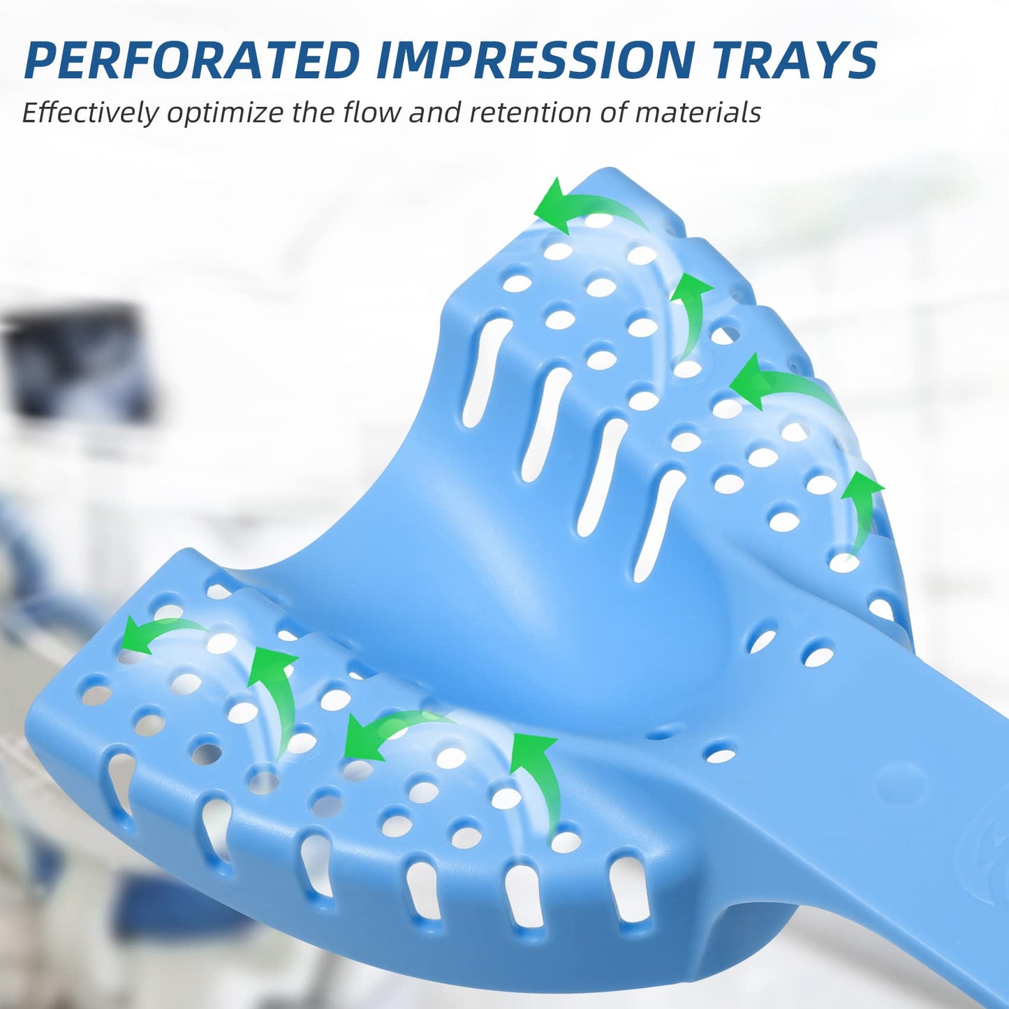 Dental Impression Trays Autoclavable 10 PCS, Perforated Impression Trays Set Plastic Teeth Holder for Dental Clinic, Lab Equipment, Dental Students