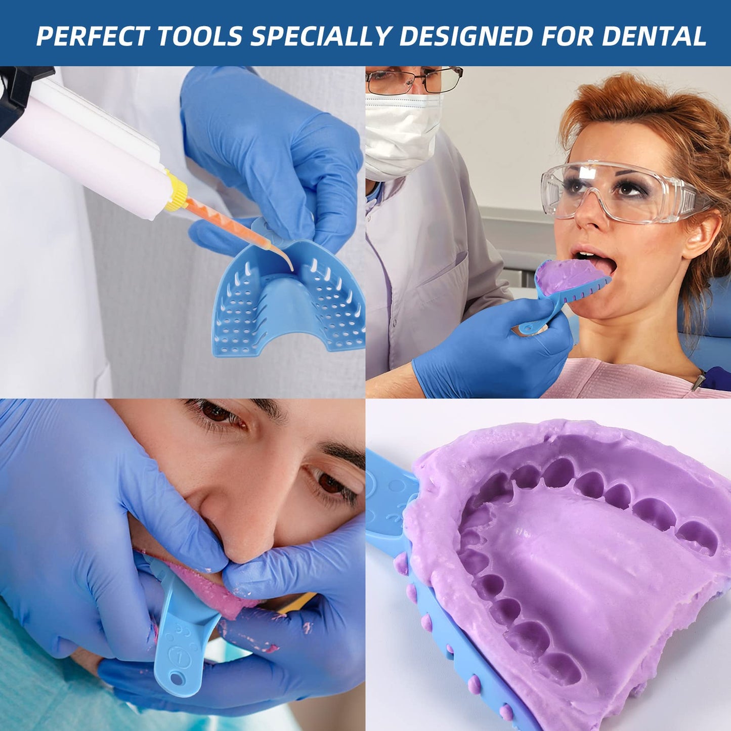 Dental Impression Trays Autoclavable 10 PCS, Perforated Impression Trays Set Plastic Teeth Holder for Dental Clinic, Lab Equipment, Dental Students