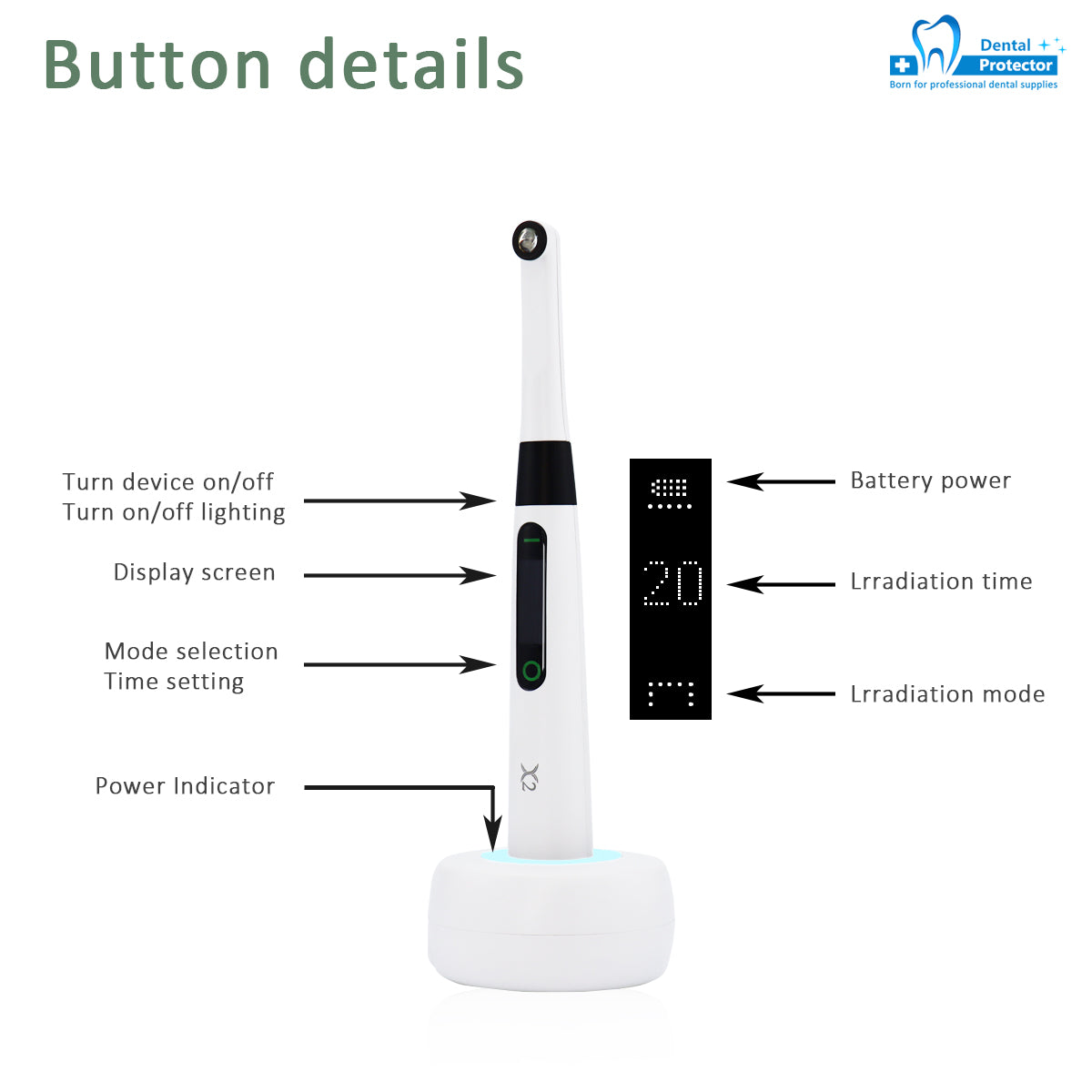 Wireless LED Dental Orthodontics Curing Light Rechargeable High Power Dentist Cure Lamp With 4 Optical Fiber
