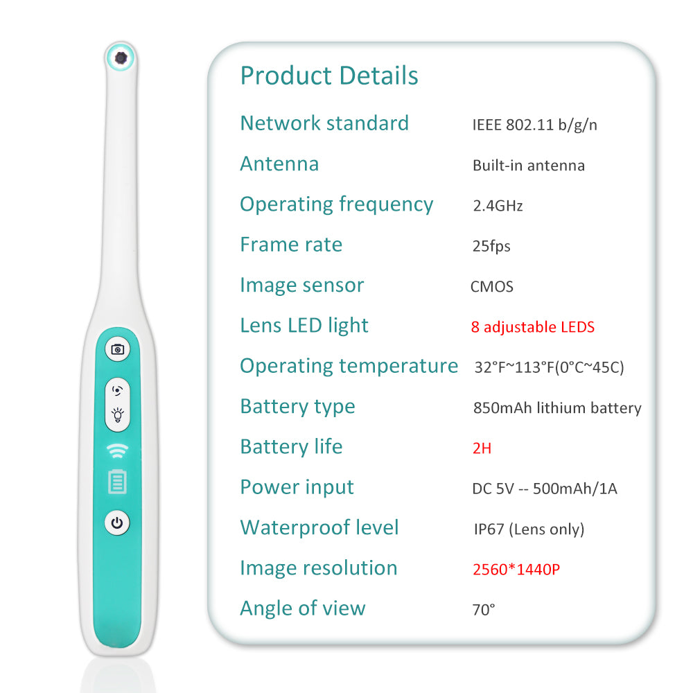 PROTECTOR DC-W Wireless WiFi HD USB Oral Dental Camera Intraoral Endoscope Dentist Device LED Light Real-time Video Inspection Teeth Whitening