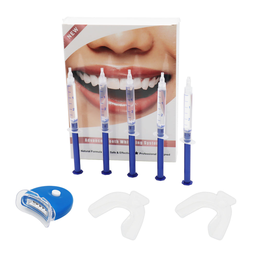 Teeth Whitening Light Kit - 5X LED Light Tooth Whitener with 35% Carbamide Peroxide, Mouth Trays, Remineralizing Gel and Tray Case - Built-In 10 Minute Timer Restores Your Smile Confidently