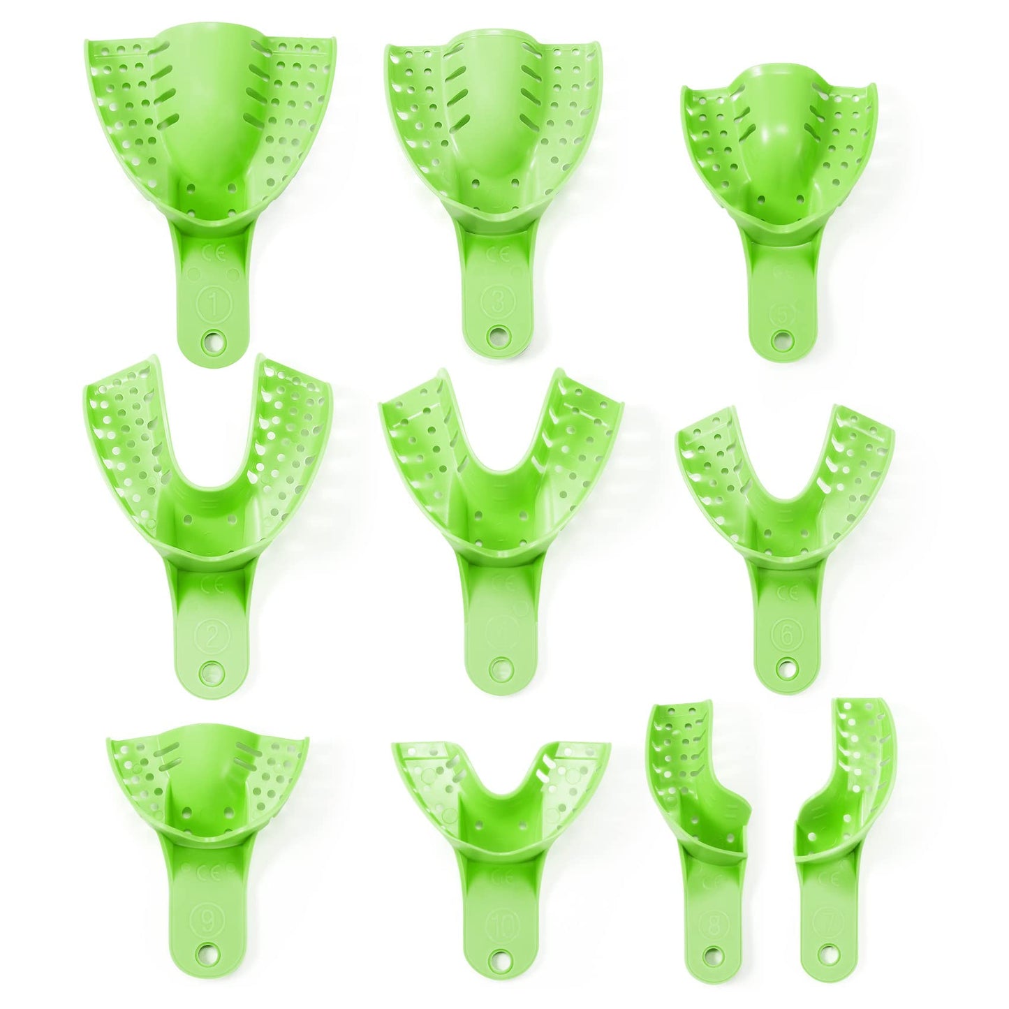 Dental Impression Trays Autoclavable 10 PCS, Perforated Impression Trays Set Plastic Teeth Holder for Dental Clinic, Lab Equipment, Dental Students
