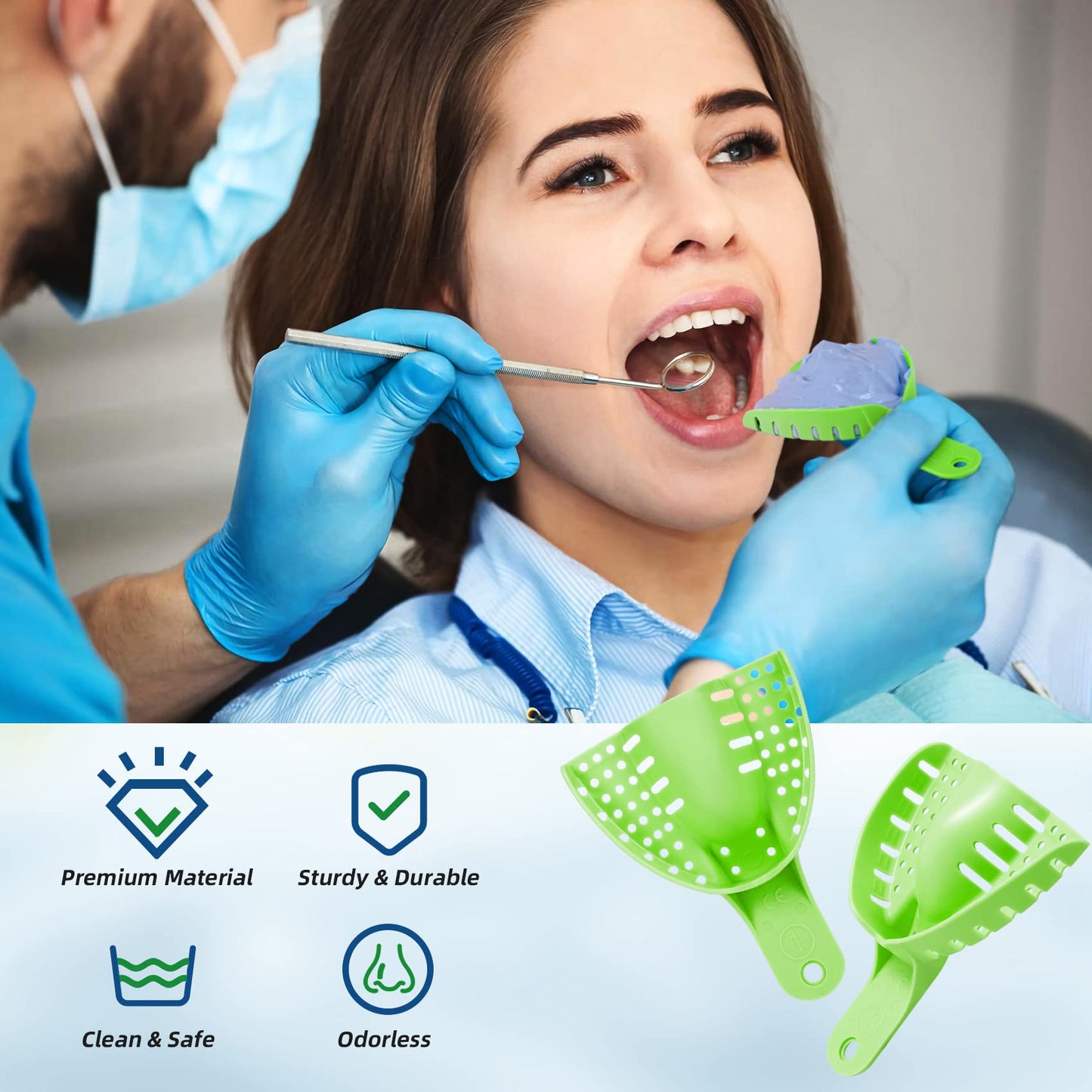 Dental Impression Trays Autoclavable 10 PCS, Perforated Impression Trays Set Plastic Teeth Holder for Dental Clinic, Lab Equipment, Dental Students