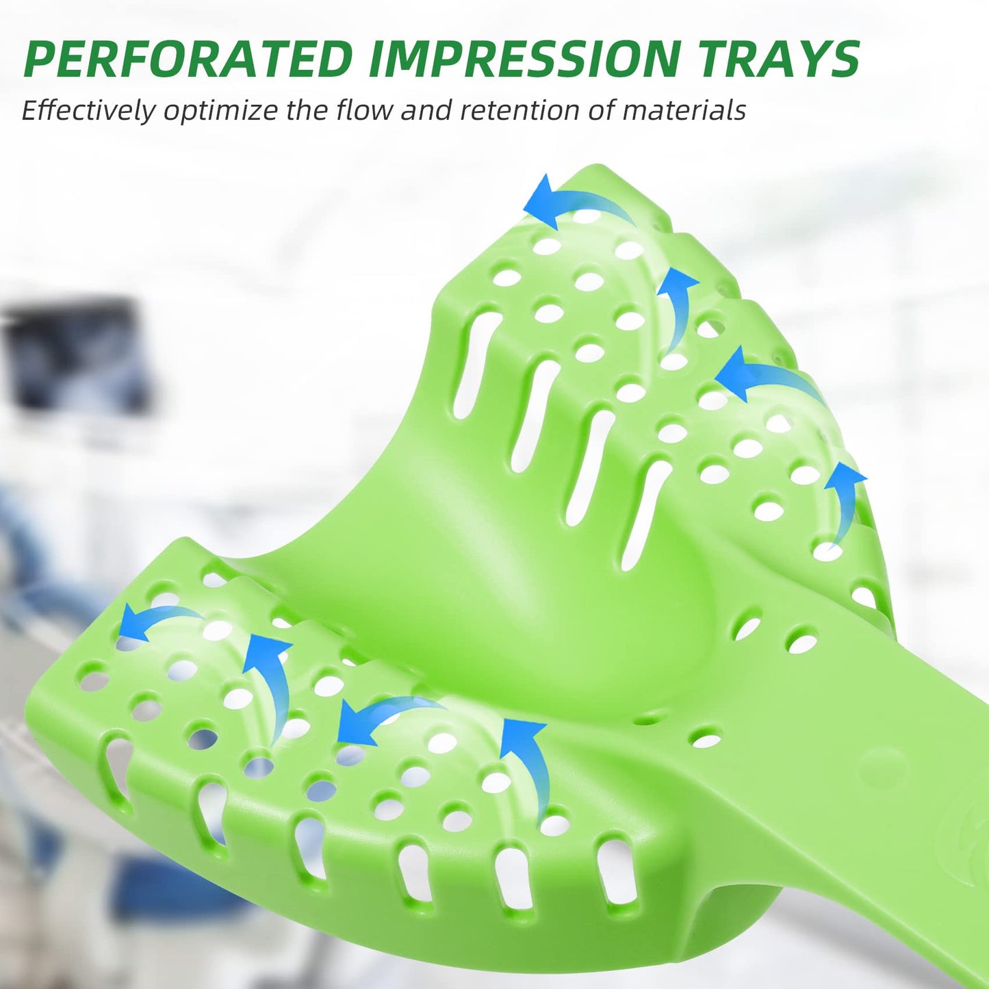 Dental Impression Trays Autoclavable 10 PCS, Perforated Impression Trays Set Plastic Teeth Holder for Dental Clinic, Lab Equipment, Dental Students