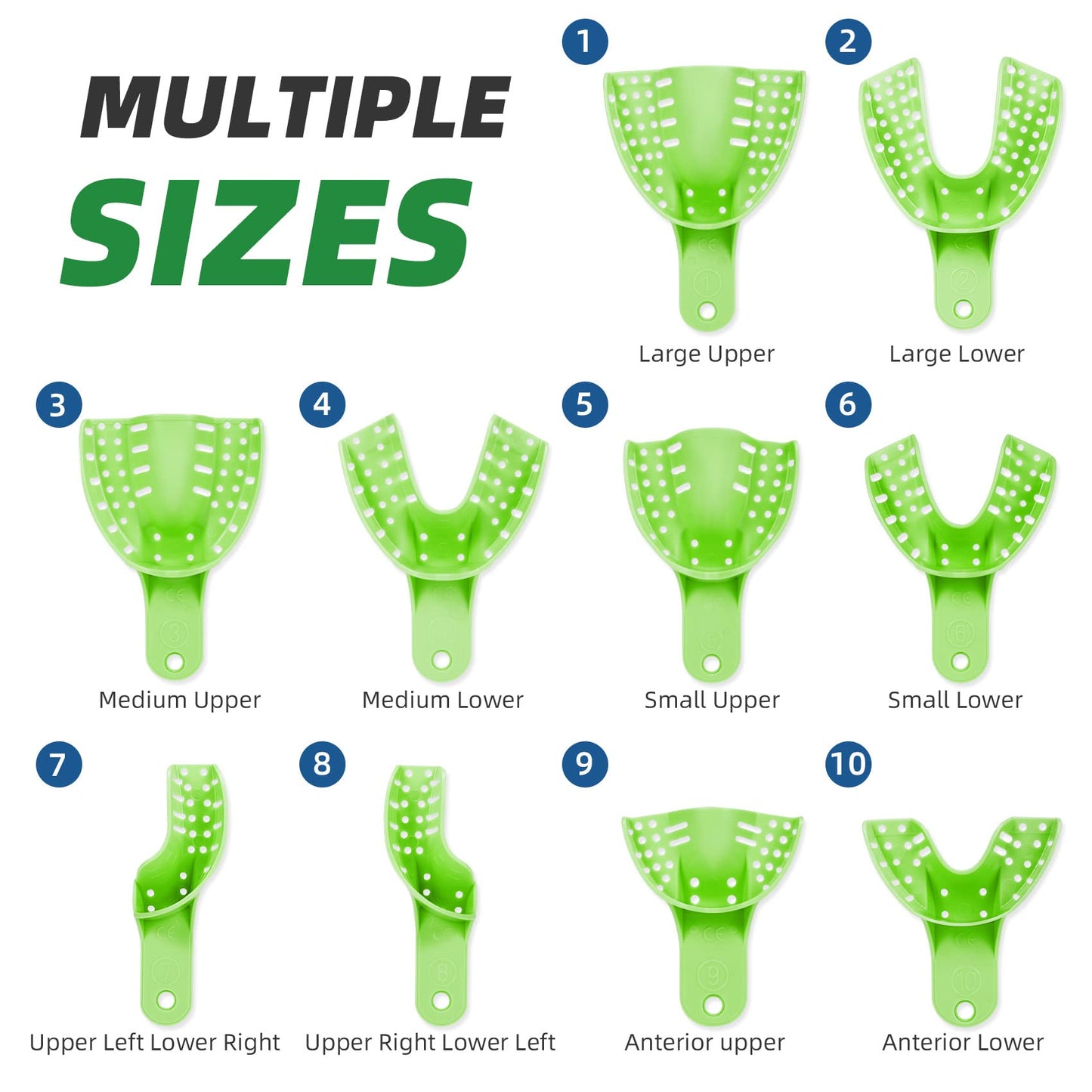 Dental Impression Trays Autoclavable 10 PCS, Perforated Impression Trays Set Plastic Teeth Holder for Dental Clinic, Lab Equipment, Dental Students