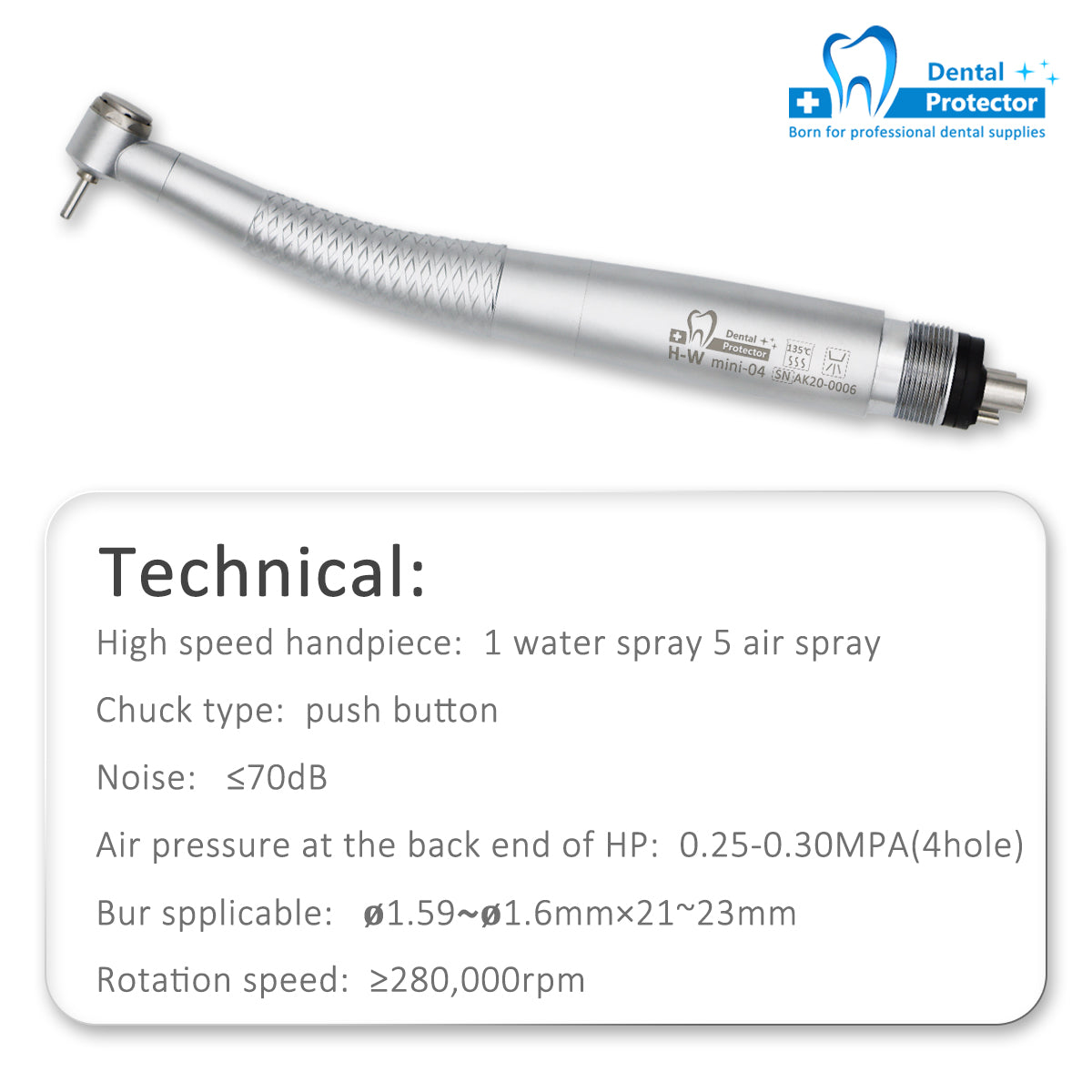 H-W Mini04 High Speed Contra Angle Dental Handpiece Good Cooling Mini Head Germany Bearing