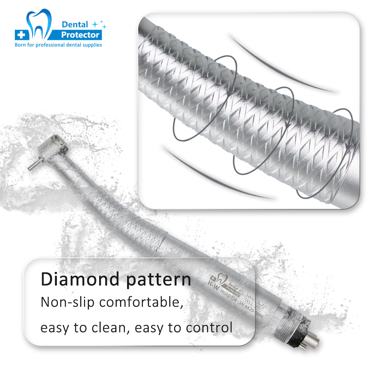 H-W Mini04 High Speed Contra Angle Dental Handpiece Good Cooling Mini Head Germany Bearing