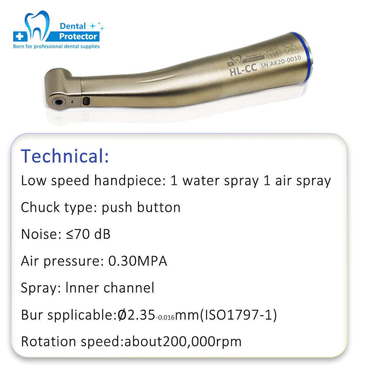 HL-CC Low Speed Contra Angel Dental Handpiece With Optical Fiber
