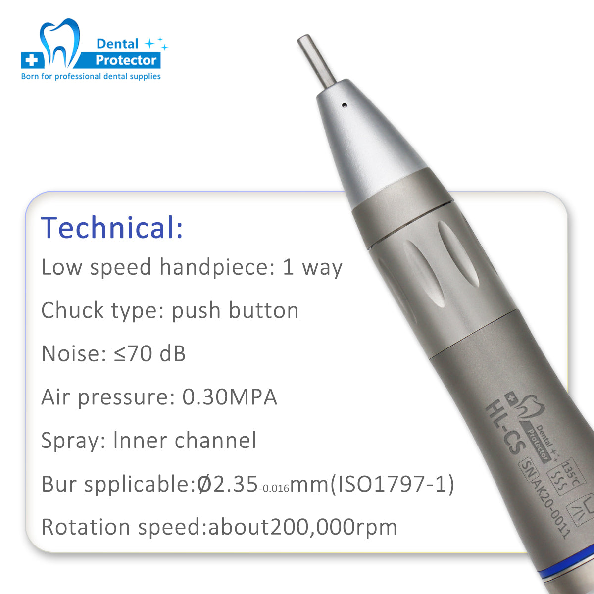 HL-CS Low Speed Straight Head Eental Handpiece With Optical Fiber