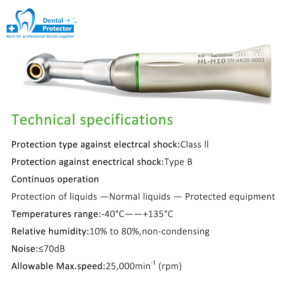 Dental 10:1 Contra Angle HL-H10 Low Speed Handpiece Push Dental Handpiece Air Turbine Hand Use File