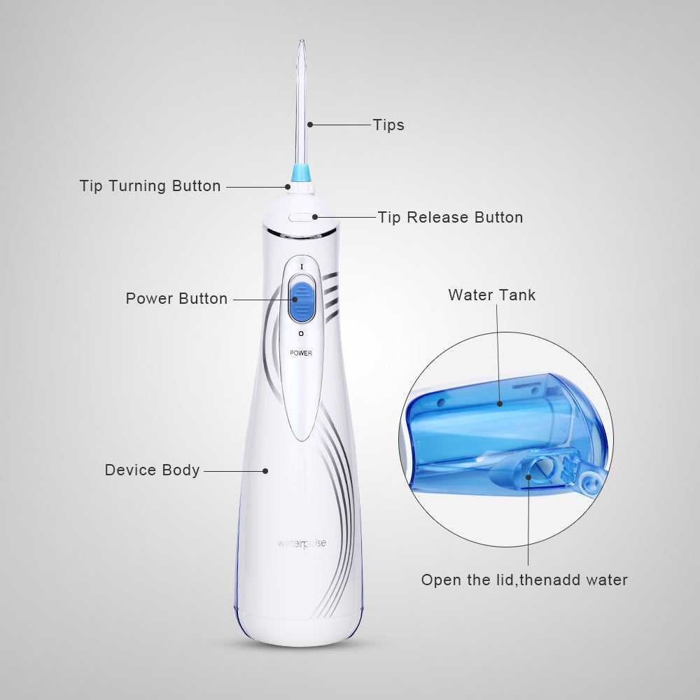 Waterpulse V400P/V400 Oral Irrigator Portable Cordless Irrigators With Travel Case Rechargeable Battery Water Flosser Teeth