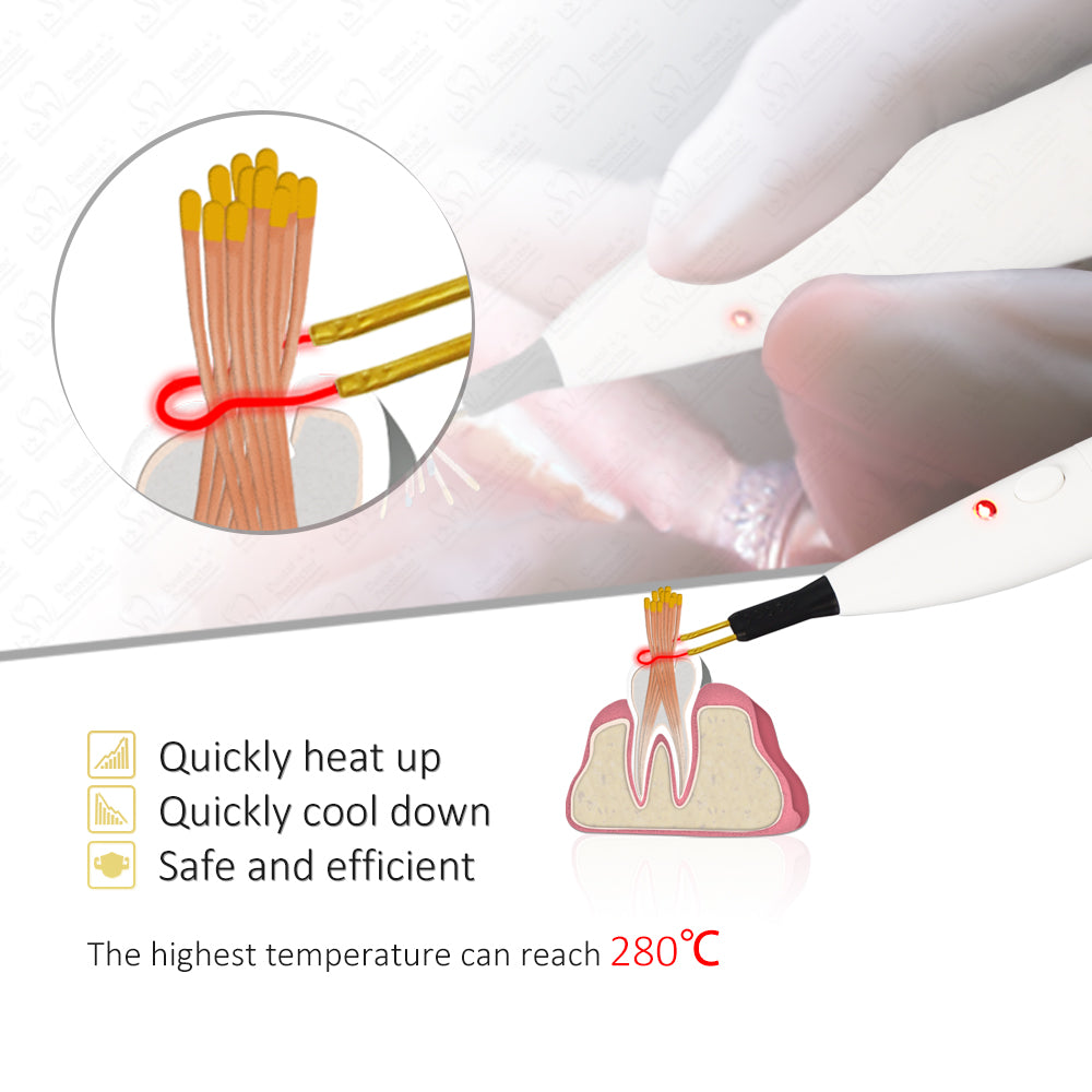 Wireless Endo Obturation Gutta Percha Cutter Percha-Points Gum Cutter Heating with 4Pcs Needle Tips