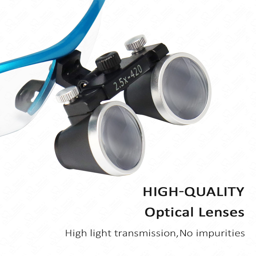 Maglass-R/B 2.5X/3.5X420mm Dental Loupes Binocular Loupes Optical Magnifier Dental Lab Medical Loupes Magnification Binocular Headlight Headlamp 5W Bulb