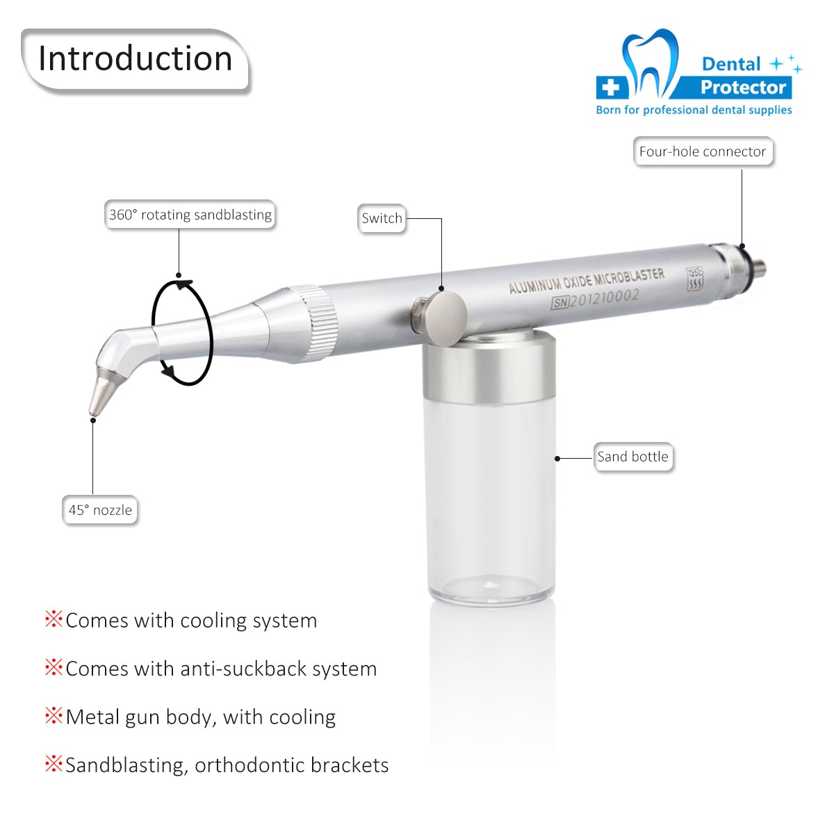 AU-T Dental Aluminum Oxide Air Abrasion Polisher Dental Alumina Microblaster Dental Sandblasting Equipment with/without Tube