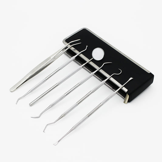 Dental Tools Smile Dent Pro Kit, Stainless Steel Dental Scaler, Mouth Mirror, Tarter Scraper, Tooth Pick, Tweezers, Plaque And Calculus Remover Dentist Hygiene Instruments Set For Home & Pet Oral Use
