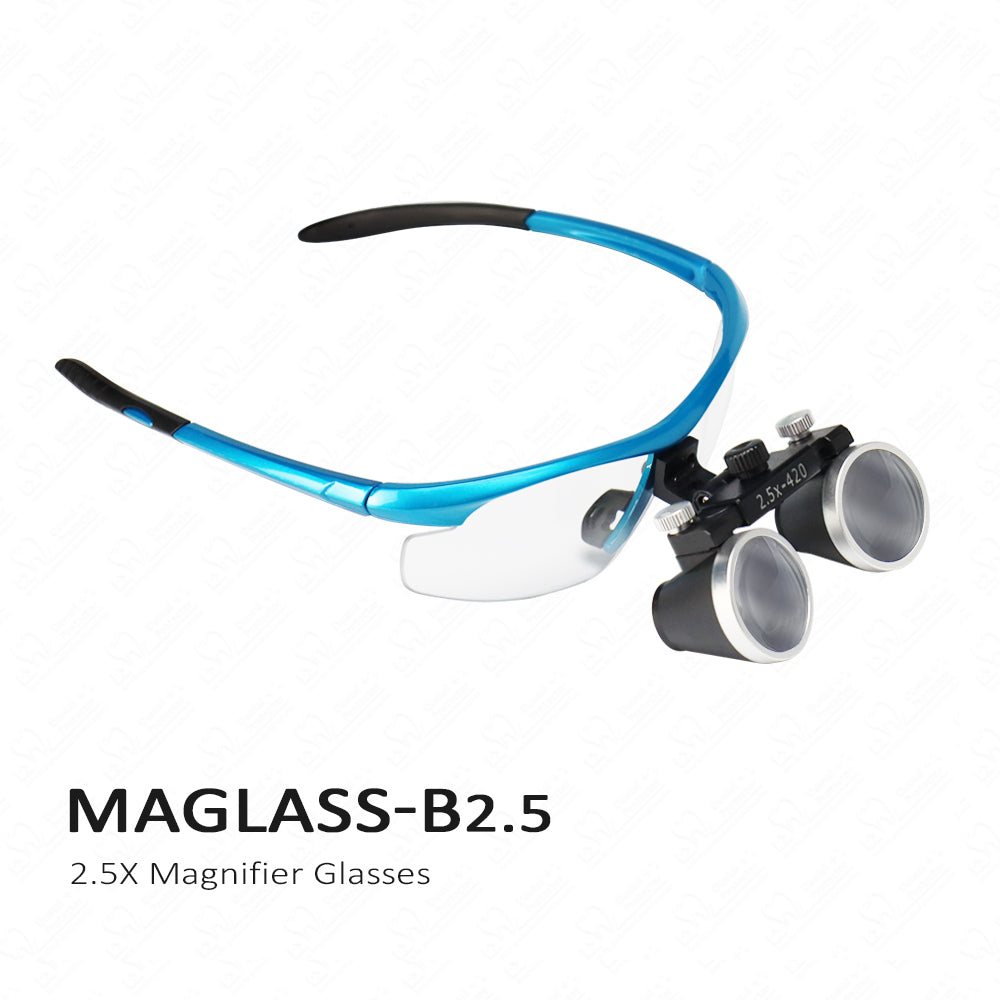 Maglass-R/B 2.5X/3.5X420mm Dental Loupes Binocular Loupes Optical Magnifier Dental Lab Medical Loupes Magnification Binocular Headlight Headlamp 5W Bulb
