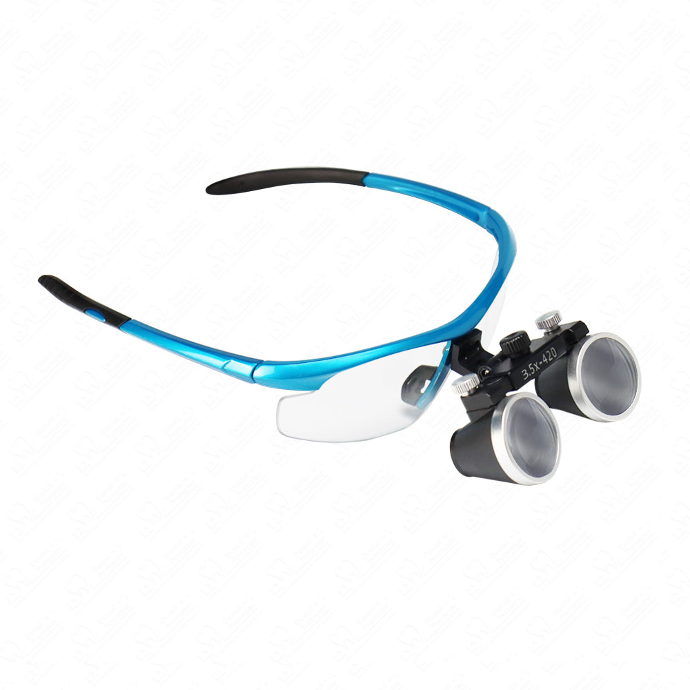 Maglass-R/B 2.5X/3.5X420mm Dental Loupes Binocular Loupes Optical Magnifier Dental Lab Medical Loupes Magnification Binocular Headlight Headlamp 5W Bulb