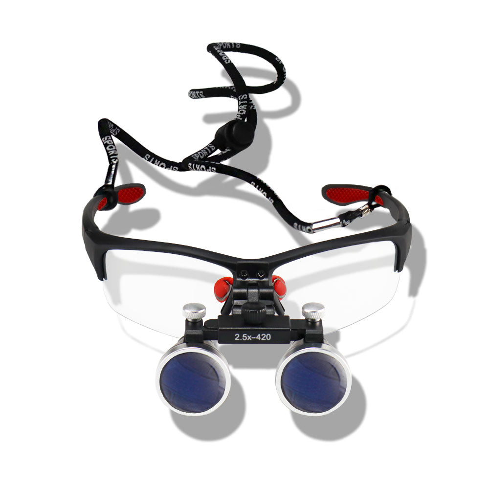 Maglass-R/B 2.5X/3.5X 420mm Dental Loupes Binocular Loupes Optical Magnifier Dental Lab Medical Loupes Magnification Binocular Headlight Headlamp 5W Bulb