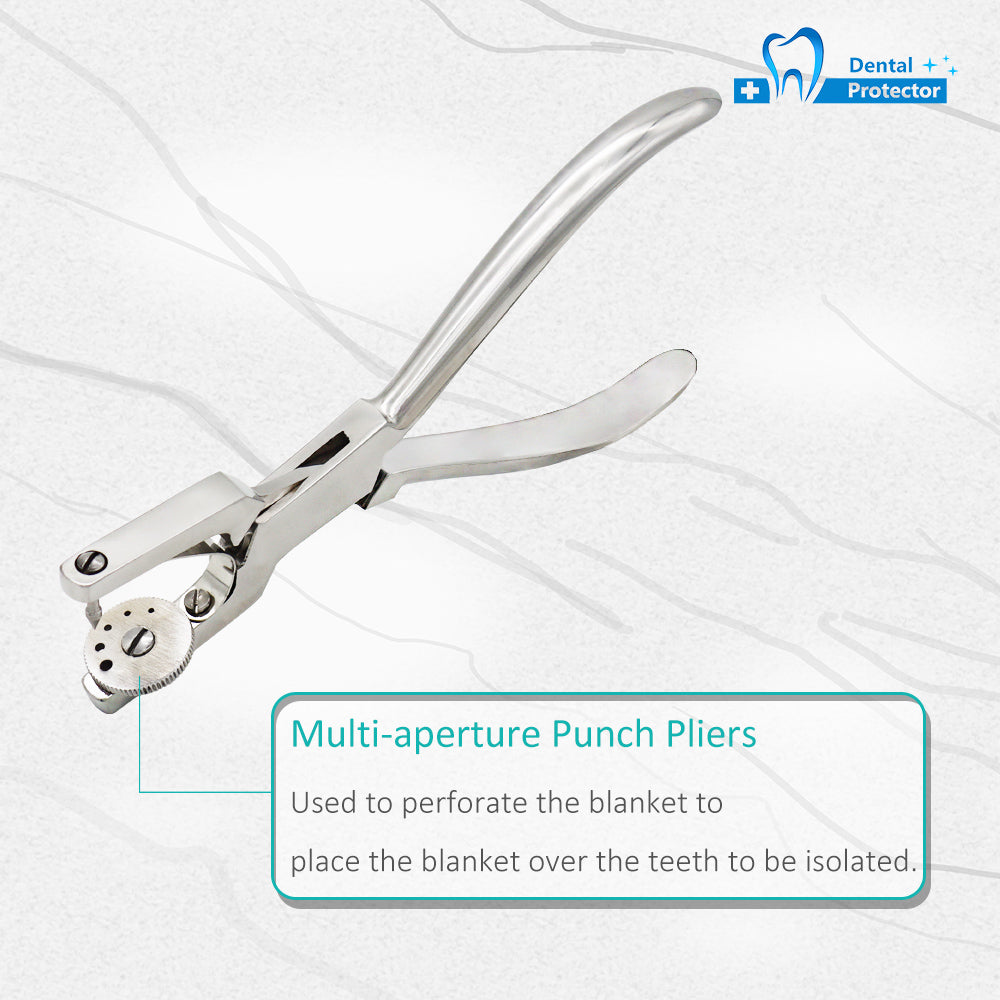 Protector Rubber Dam Kit Starter of 9 pcs with Frame Punch Clamps Dental Instruments Dental Oral Rubber Dam Tool Set Rubber Stamp Punching Plate Rubber Camphor Cloth