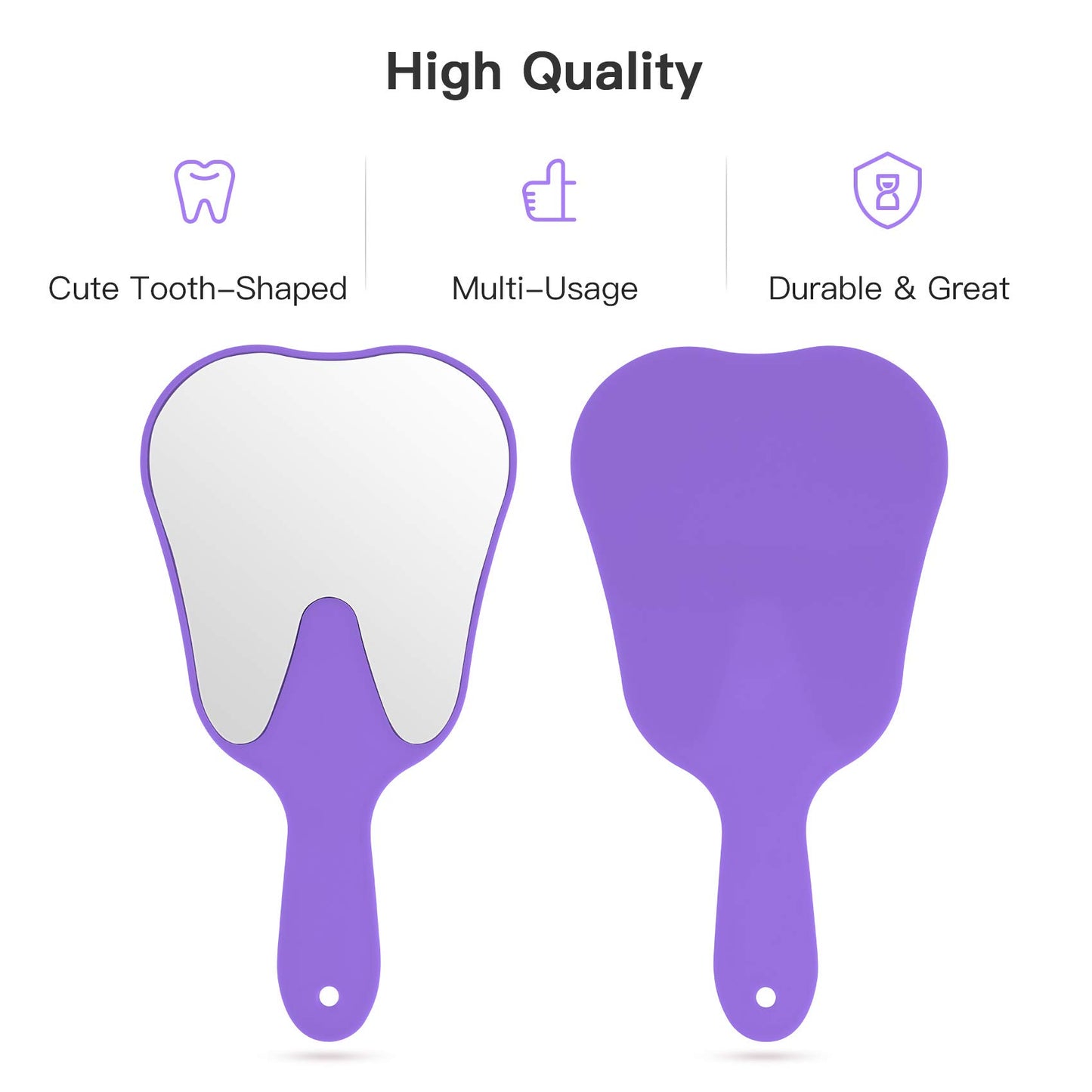 2 pcs Handheld Mirror Small with Handle , Hand Mirror Tooth-Shaped Kids Makeup Mirror Cute for Salon|Barber|Hairdressing - Easy to use & Lightweight