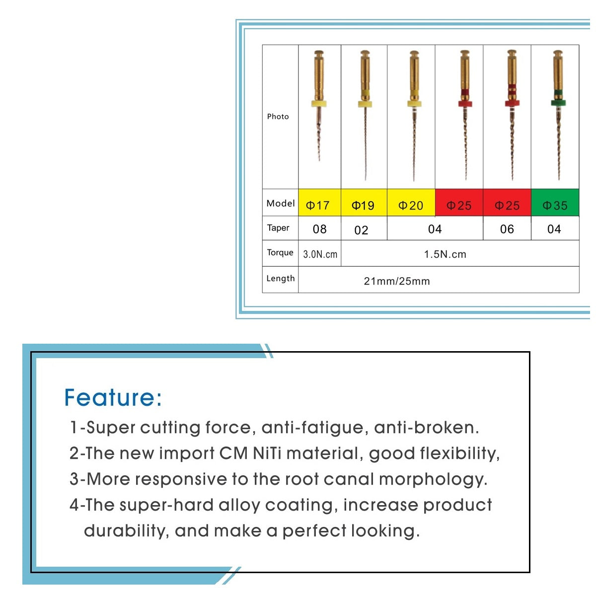 COXO SOCO Dental Niti rotary files , endodontic files , Endo Engine Root Canal Files ,can use for 10-15 root canal , 10 packs