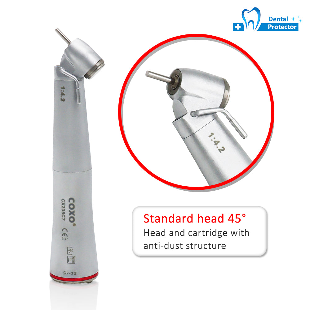 COXO High speed contra angle 1:4.2 rate, 45° ,Can be used on back teeth open crown ,it can work with COXO implant motor