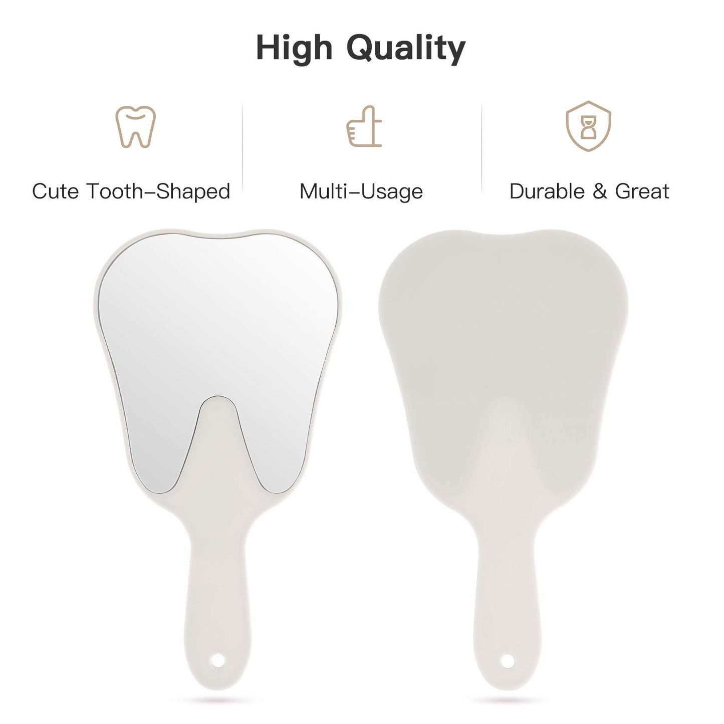 2 pcs Handheld Mirror Small with Handle , Hand Mirror Tooth-Shaped Kids Makeup Mirror Cute for Salon|Barber|Hairdressing - Easy to use & Lightweight