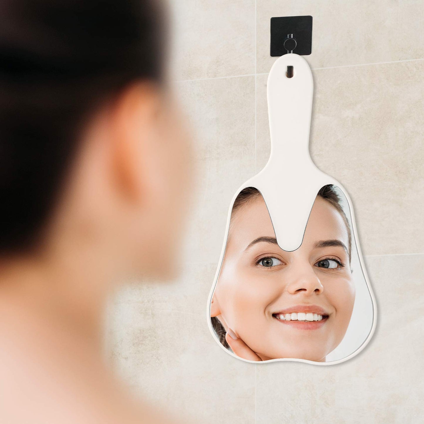 2 pcs Handheld Mirror Small with Handle , Hand Mirror Tooth-Shaped Kids Makeup Mirror Cute for Salon|Barber|Hairdressing - Easy to use & Lightweight