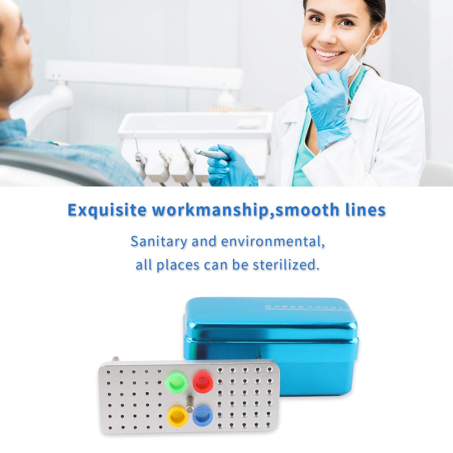 60 Holes Dental Bur Blocks with Measurable Cover Autoclavable, Aluminum Burs Case Organizer Disinfection Holder Box for Dental Lab, Dentist Tool