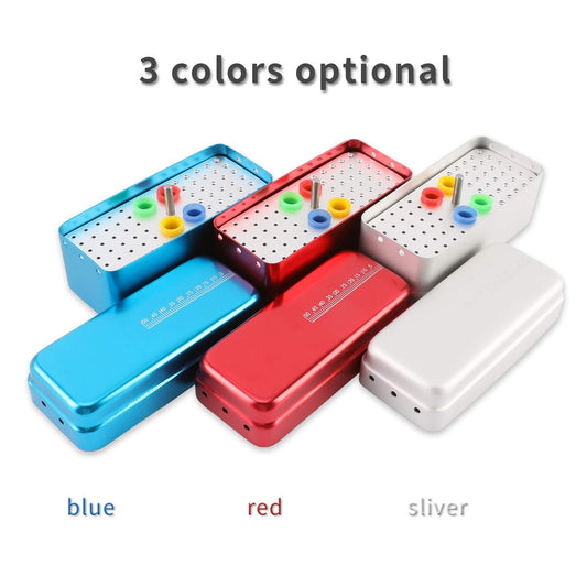 60 Holes Dental Bur Blocks with Measurable Cover Autoclavable, Aluminum Burs Case Organizer Disinfection Holder Box for Dental Lab, Dentist Tool