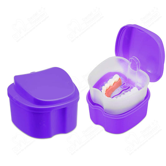 Dental Orthodontic Retainer Case Cleaning with Strainer Basket, Denture Bath Box Soaking Cup Mouthguard Storage Holder - Leak Proof and Lid Waterproof,2 pieces in Pack