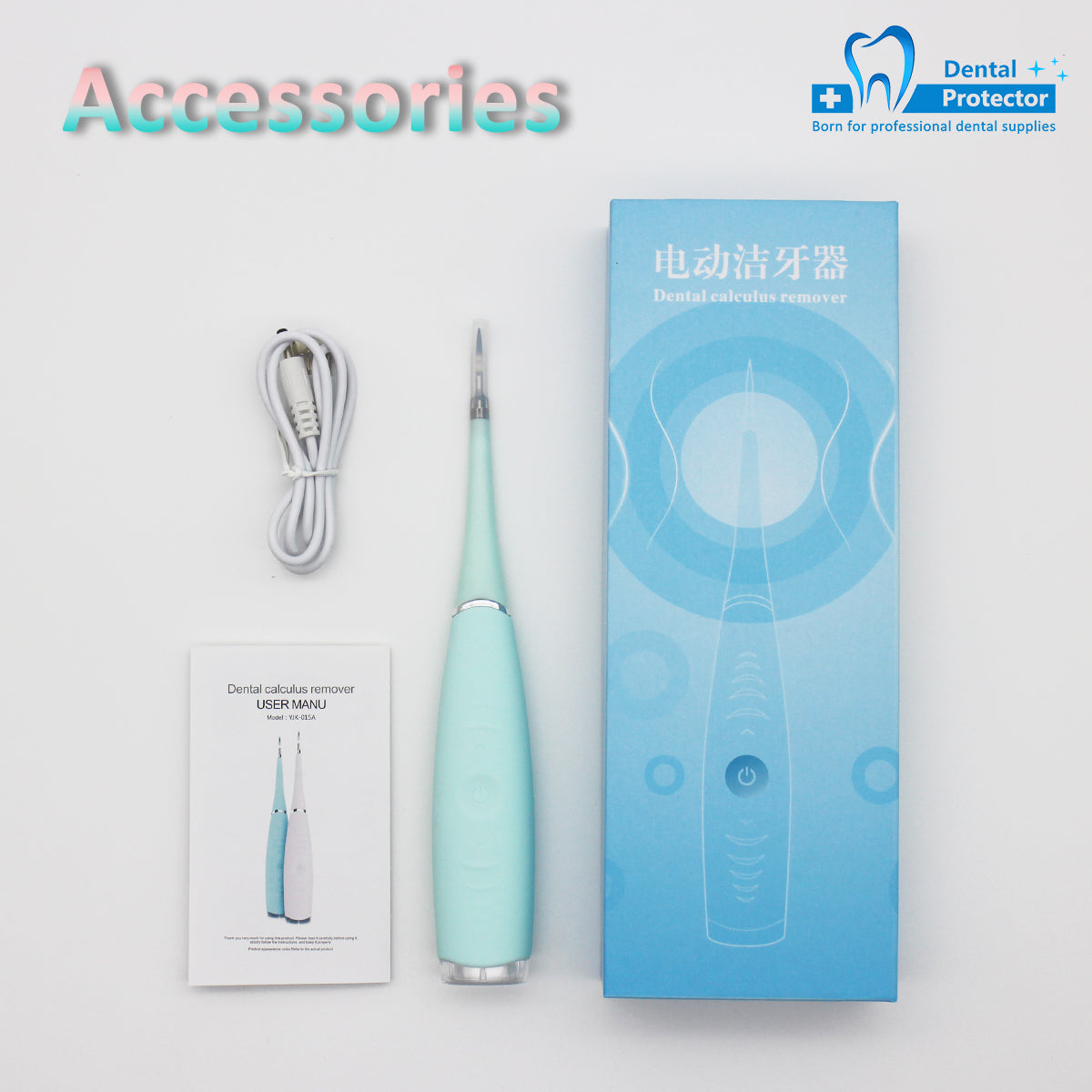 PROTECTOR Portable Electric Sonic Dental Scaler ToothC Tooth Stains Tartar Tool Dentist Whiten Teeth Health Hygiene white