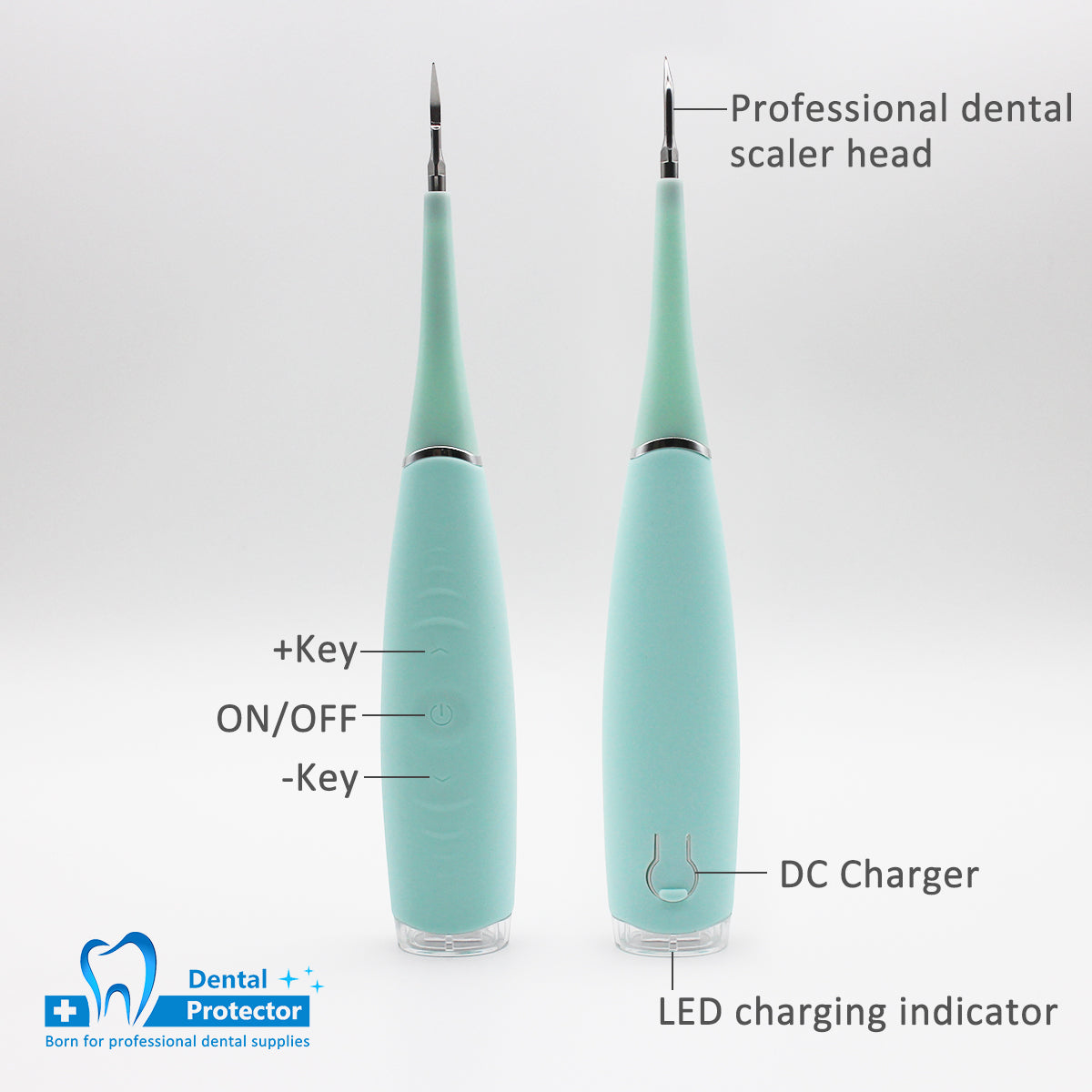 PROTECTOR Portable Electric Sonic Dental Scaler ToothC Tooth Stains Tartar Tool Dentist Whiten Teeth Health Hygiene white