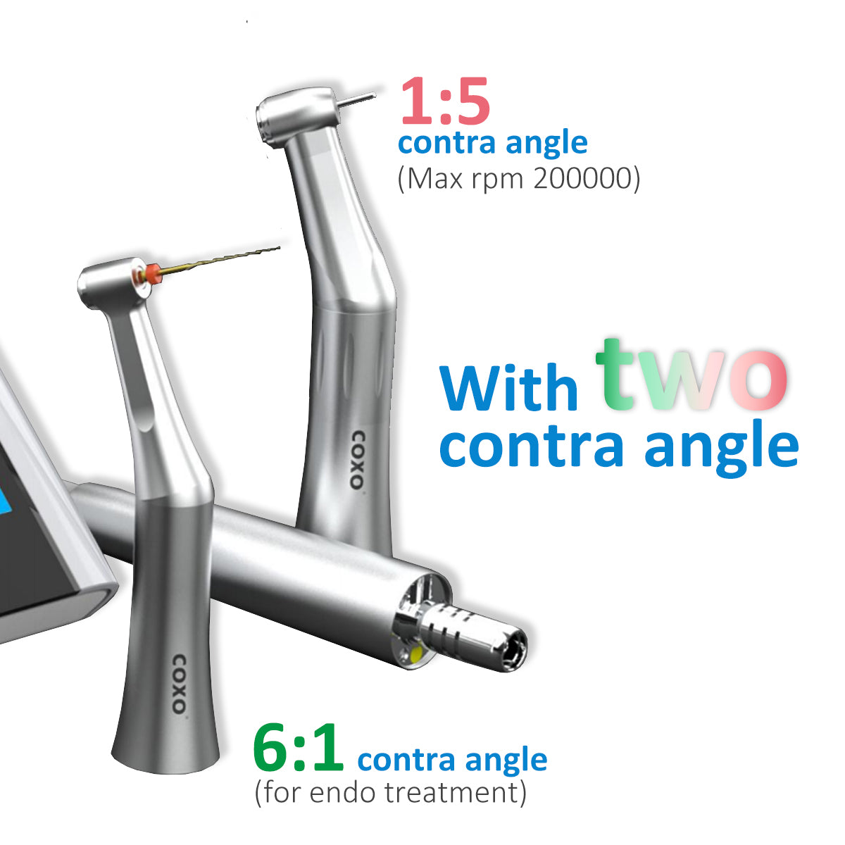 COXO C-puma Master Electric motor and Endo motor 2 in 1 ,comes with two contra angles (1:5 and 6:1)