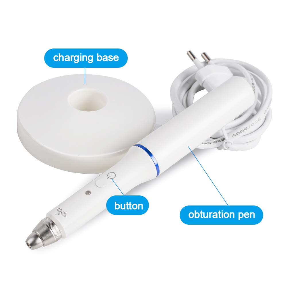 Dental Obturation Pen with Charging Base, Gutta Percha Obturation System Endo Heated Pen with 2 Tips