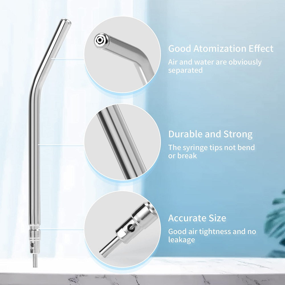 Dental 3 Way Syringe Triple Air Water Spray Syringe with 2 Metal Alloy Tips Tube Nozzles