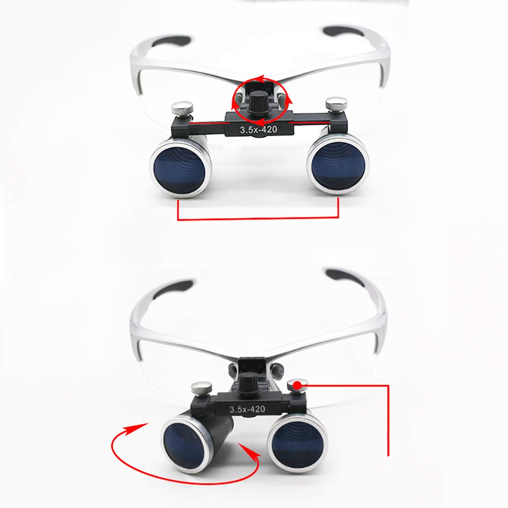 2.5X/3.5X 420 Mm Dental Loupe Magnifier Binocular Magnifier Surgery Surgical Medical Operation Loupe with Spotlight Head Light