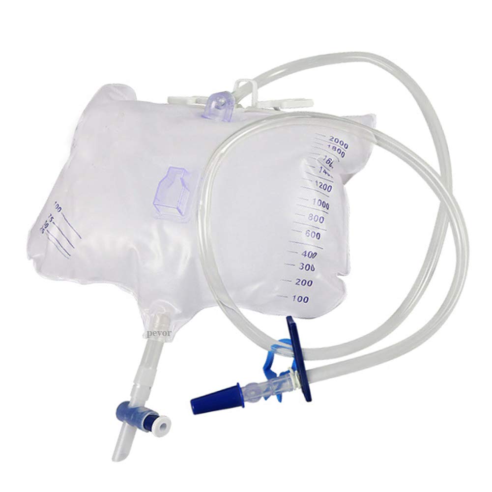 Protector Urinary Drainage Bag Urine Collection Bag with Anti-Reflux Chamber Medical Drain Bag 48" Drainage Tub, 2000ml (Pack of 5)