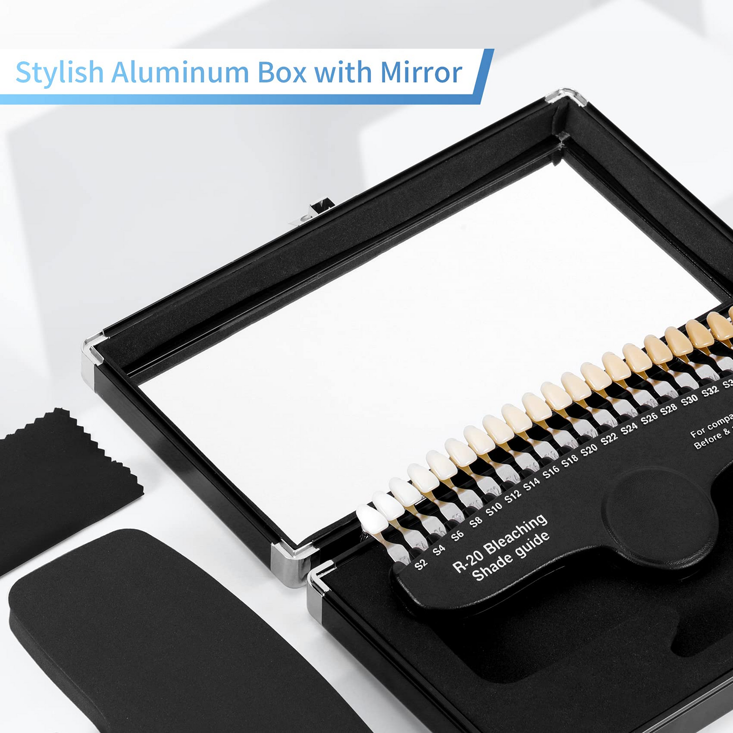 Dental Teeth Shade Guide Professional Porcelain 3D R-20 Tooth Whitening Shade Chart with 20 Colors, Dental Bleaching Shade Tab for Dentist Tracking Teeth Whitening Course