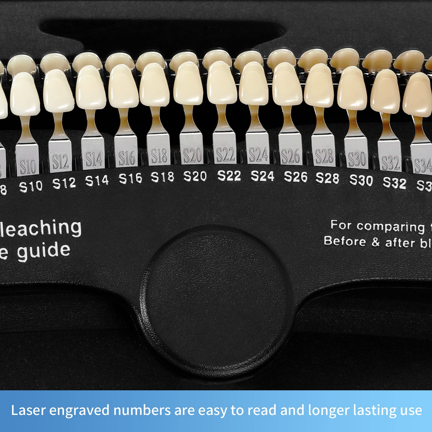 Dental Teeth Shade Guide Professional Porcelain 3D R-20 Tooth Whitening Shade Chart with 20 Colors, Dental Bleaching Shade Tab for Dentist Tracking Teeth Whitening Course