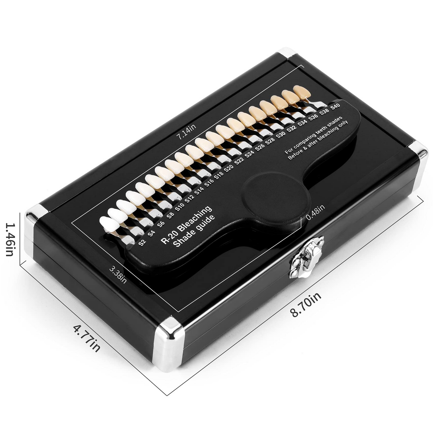 Dental Teeth Shade Guide Professional Porcelain 3D R-20 Tooth Whitening Shade Chart with 20 Colors, Dental Bleaching Shade Tab for Dentist Tracking Teeth Whitening Course