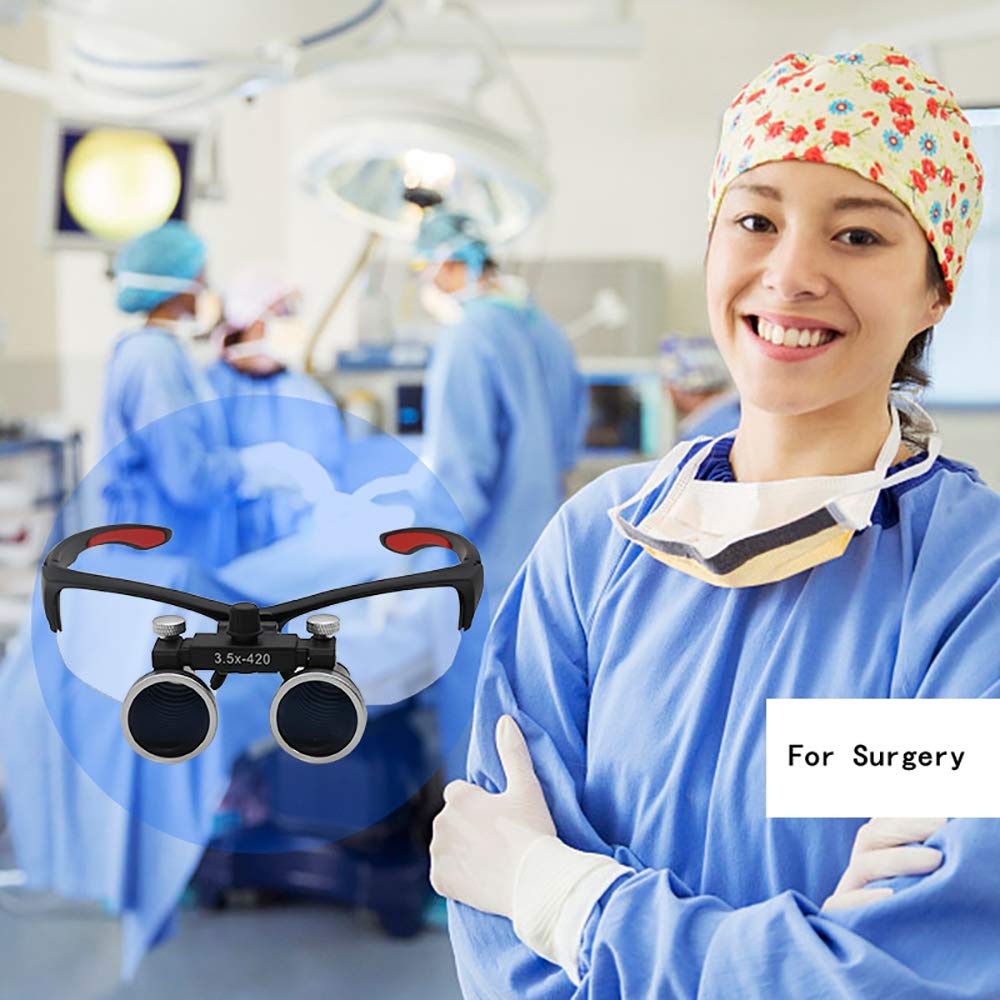 2.5X/3.5X 420 Mm Dental Loupe Magnifier Binocular Magnifier Surgery Surgical Medical Operation Loupe with Spotlight Head Light