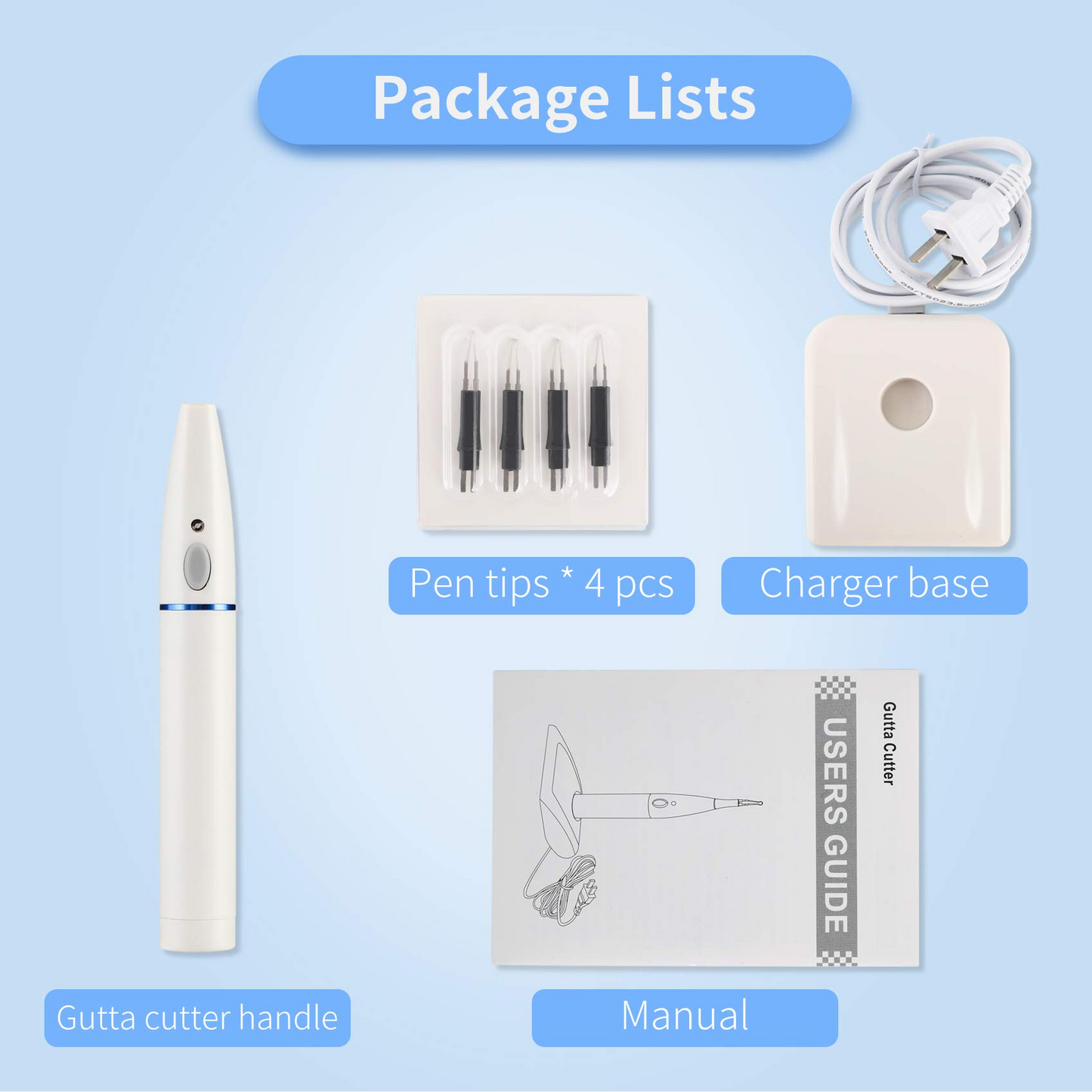 Gutta Percha Point Cutter with 4 Tips, Dental Tooth Gum Endo Obturation System with Heated Pen, Dentist Breaker Cutter Tools