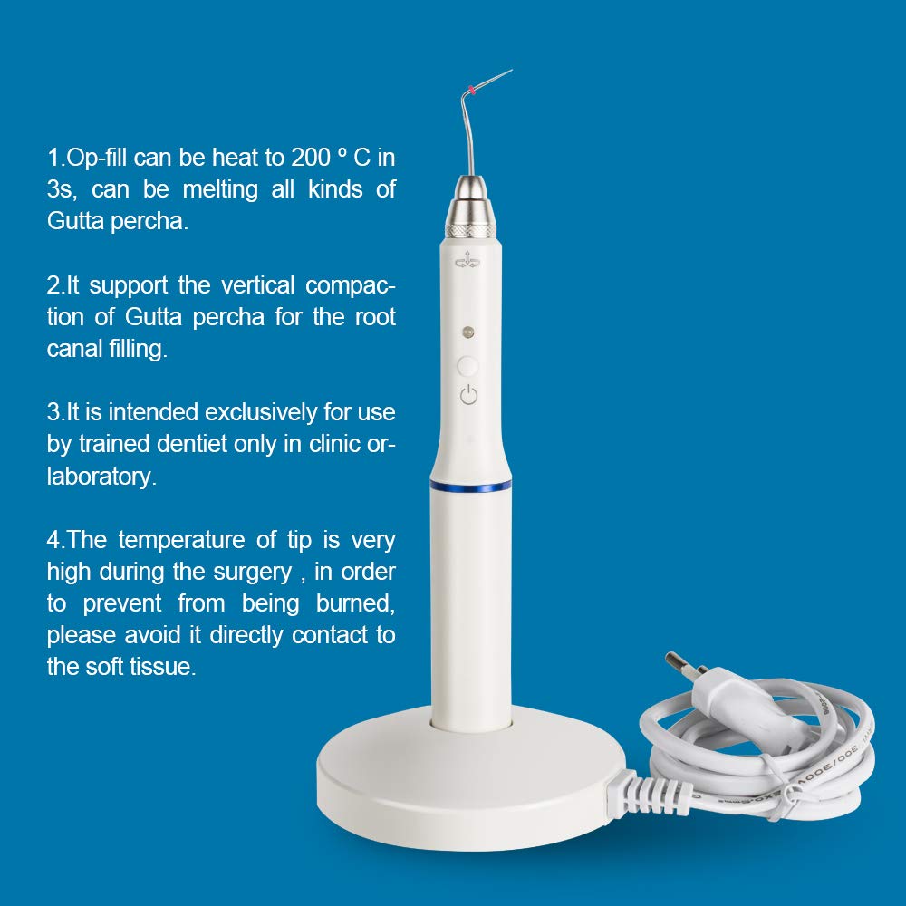 Dental Obturation Pen with Charging Base, Gutta Percha Obturation System Endo Heated Pen with 2 Tips
