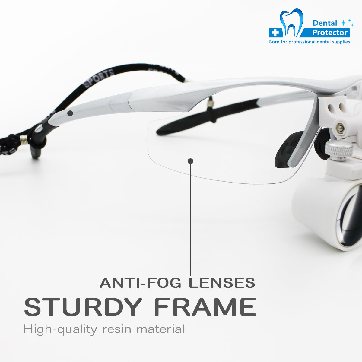 Surgical Medical Binocular Loupes with Led Head Light 2.5X420mm Optical Glass Plastic Frame with Anti Fog