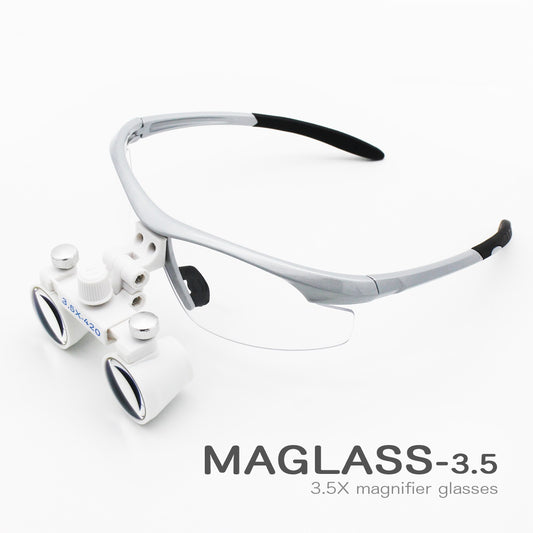 Surgical Medical Binocular Loupes with Led Head Light 3.5X420mm Optical Glass Plastic Frame with Anti Fog