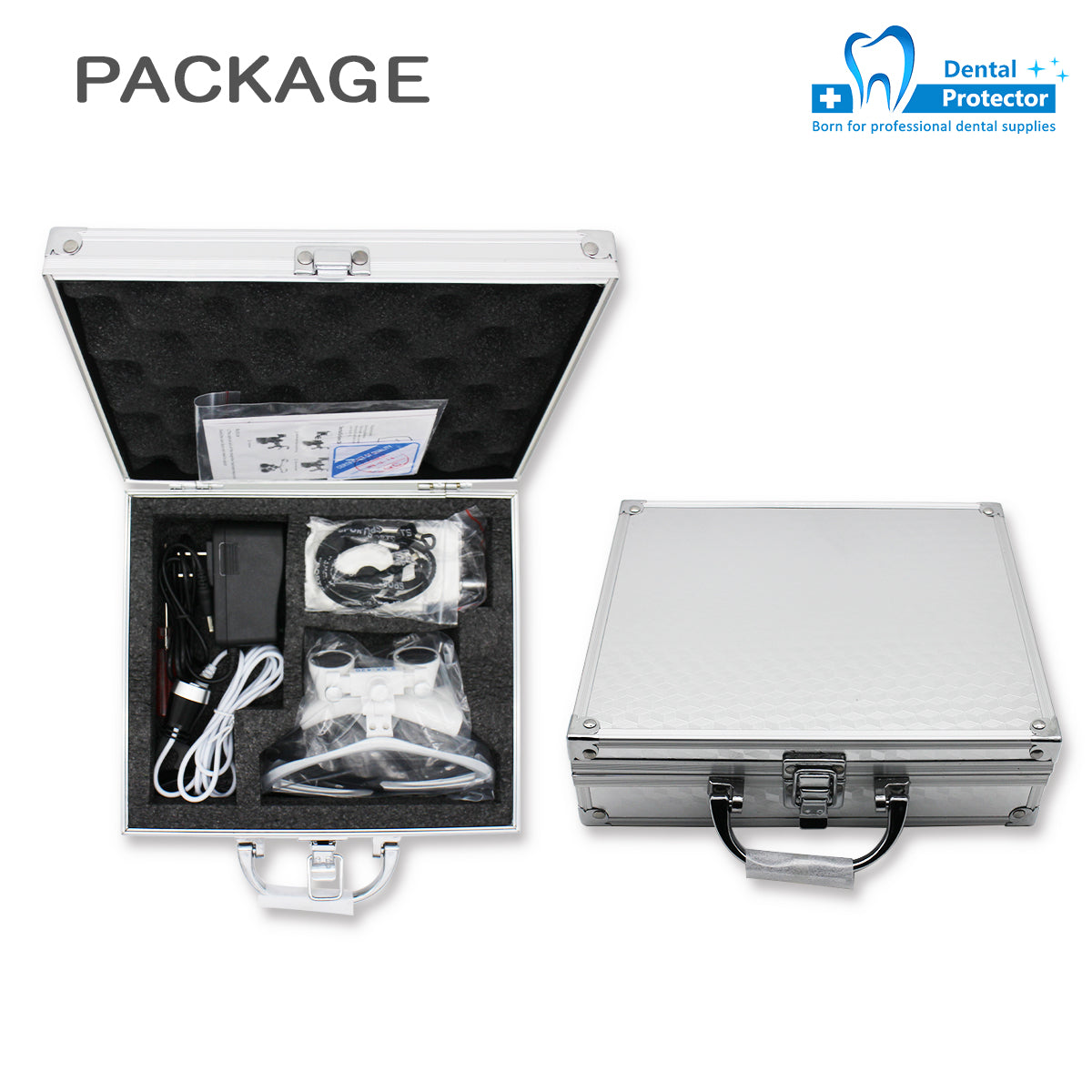 Surgical Medical Binocular Loupes with Led Head Light 3.5X420mm Optical Glass Plastic Frame with Anti Fog