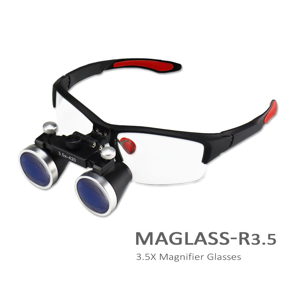 Maglass-R/B 2.5X/3.5X 420mm Dental Loupes Binocular Loupes Optical Magnifier Dental Lab Medical Loupes Magnification Binocular Headlight Headlamp 5W Bulb