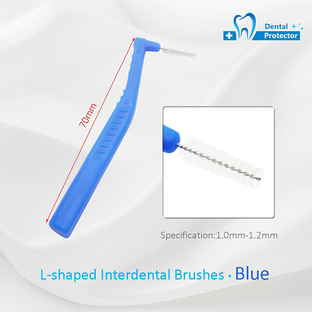 L-Brush Protector Angle Interdental Brushes, Dental Brushes for Between Teeth and Gums, Brush Micro Tight Cleaner, Plaque Removal, 5 Count