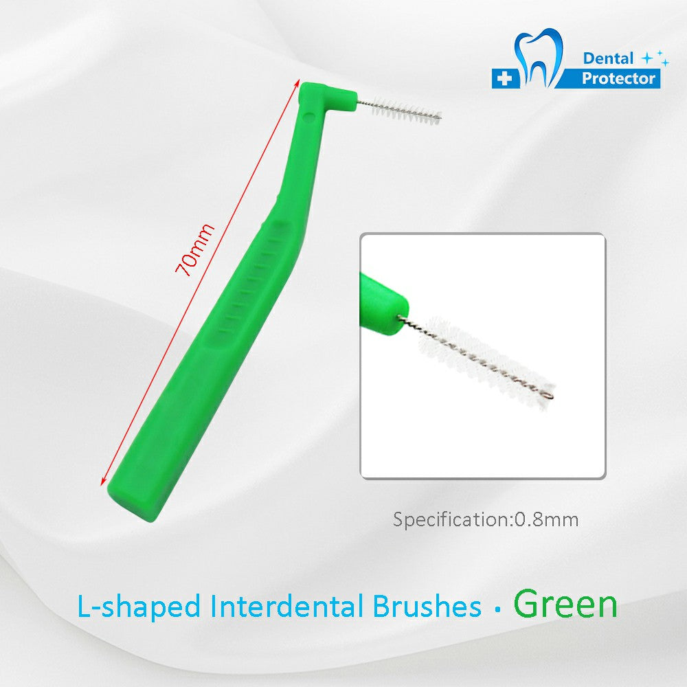 L-Brush Protector Angle Interdental Brushes, Dental Brushes for Between Teeth and Gums, Brush Micro Tight Cleaner, Plaque Removal, 5 Count